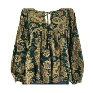 Ralph Lauren Denim Supply Y2K Babydoll Top Paisley sz M Forest Fairy Festival